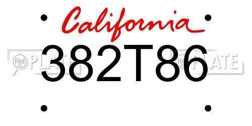 382T86 California License Plate