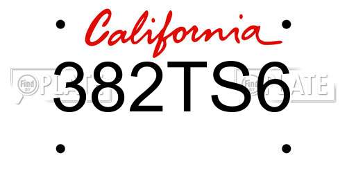 382TS6 California License Plate
