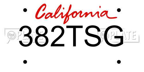 382TSG California License Plate
