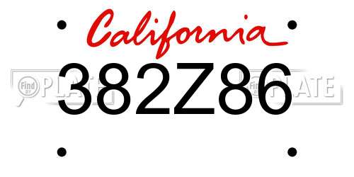 382Z86 California License Plate
