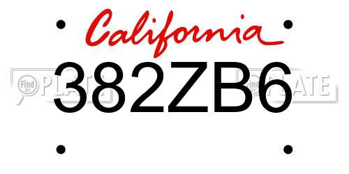 382ZB6 California License Plate