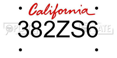 382ZS6 California License Plate