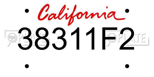 38311F2 California License Plate
