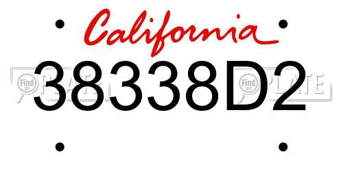 38338D2 California License Plate
