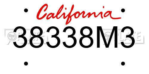 38338M3 California License Plate