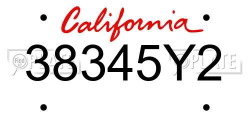 38345Y2 California License Plate