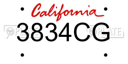3834CG California License Plate
