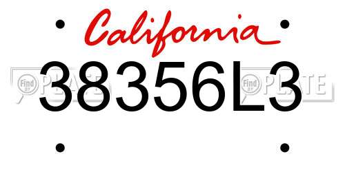 38356L3 California License Plate