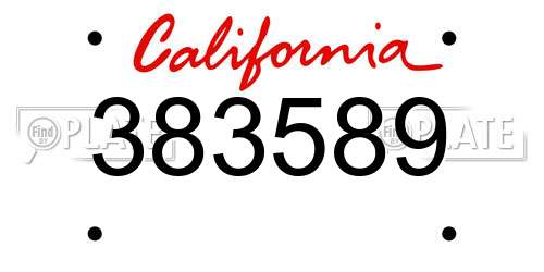 383589 California License Plate