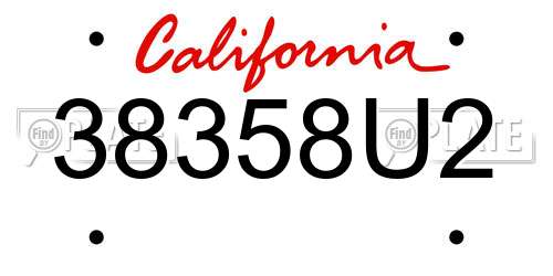 38358U2 California License Plate