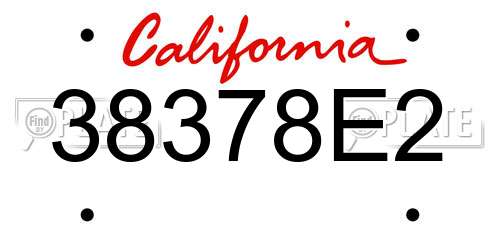 38378E2 California License Plate