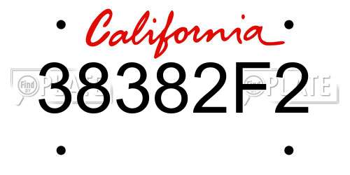 38382F2 California License Plate
