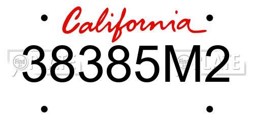 38385M2 California License Plate