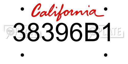 38396B1 California License Plate