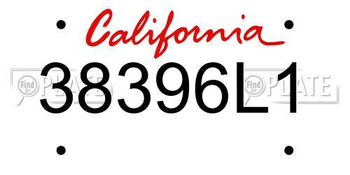 38396L1 California License Plate