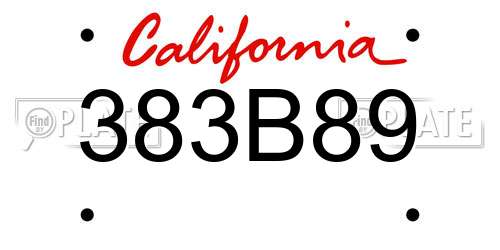 383B89 California License Plate