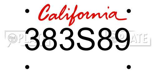 383S89 California License Plate