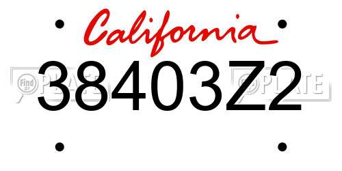 38403Z2 California License Plate