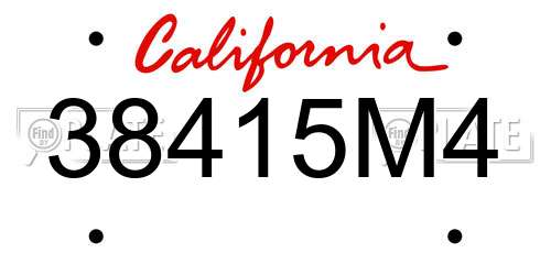 38415M4 California License Plate