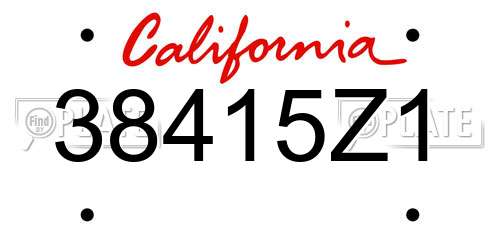 38415Z1 California License Plate