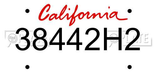 38442H2 California License Plate