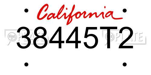 38445T2 California License Plate