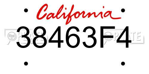 38463F4 California License Plate