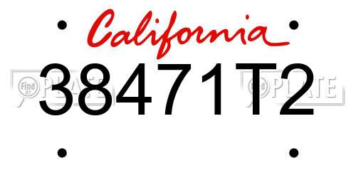 38471T2 California License Plate