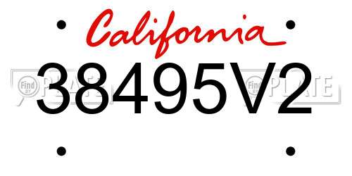 38495V2 California License Plate
