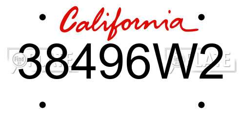 38496W2 California License Plate