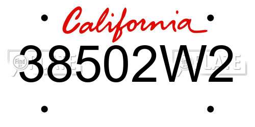 38502W2 California License Plate