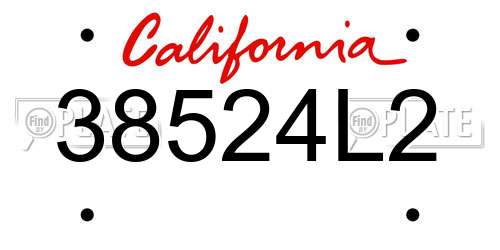 38524L2 California License Plate