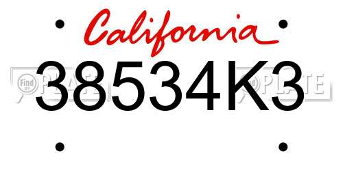 38534K3 California License Plate