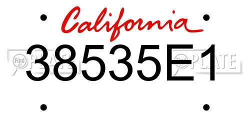 38535E1 California License Plate