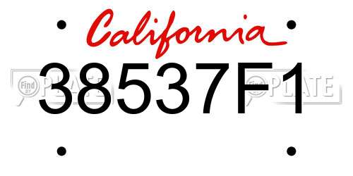 38537F1 California License Plate