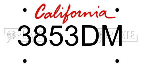3853DM California License Plate