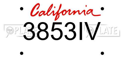 3853IV California License Plate