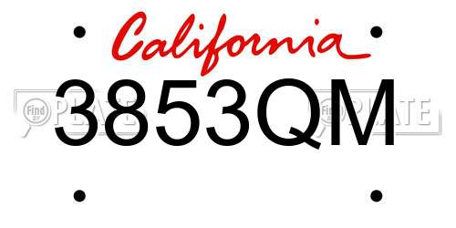 3853QM California License Plate
