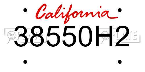 38550H2 California License Plate