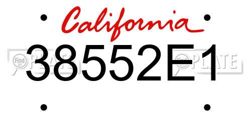 38552E1 California License Plate