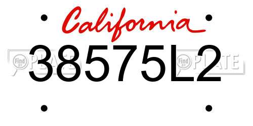 38575L2 California License Plate