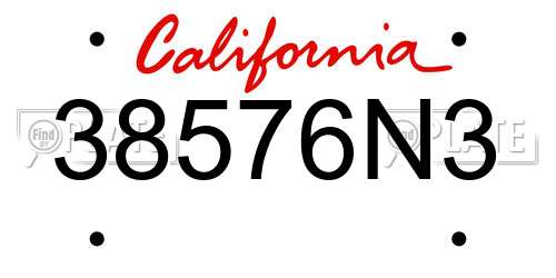 38576N3 California License Plate