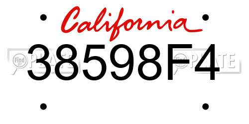 38598F4 California License Plate