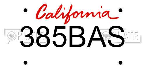 385BAS California License Plate
