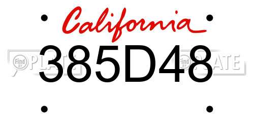 385D48 California License Plate