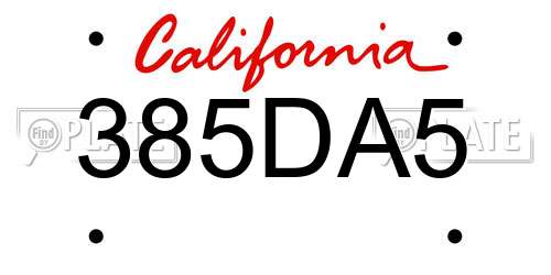 385DA5 California License Plate