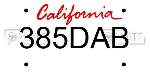 385DAB California License Plate