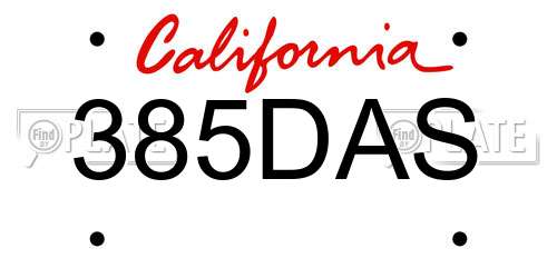 385DAS California License Plate