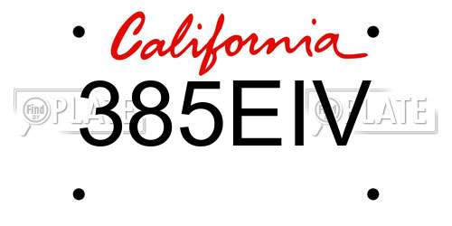 385EIV California License Plate