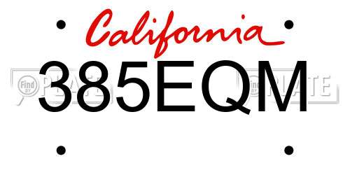 385EQM California License Plate